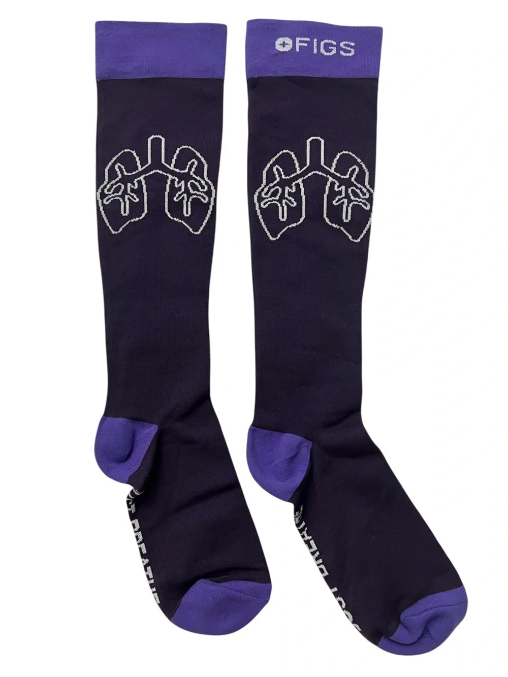FIGS Women’s Purple Lungs Knee High Compression Socks Size S Work Travel